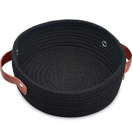 ABenkle Cesta de almacenamiento pequeña, mini cubo de almacenamiento de cuerda de algodón, lindas cestas pequeñas para estantes, organizador de