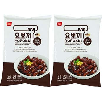 EasyCookAsia Tteokbokki in Bag Jjajang Flavour 120 g x 2 Korean Rice Cake in Pouch Sweet & Spicy Jjajang Carbonara or Cheese Ready-to-Eat K-Streetfood for Home 2 Jjajang