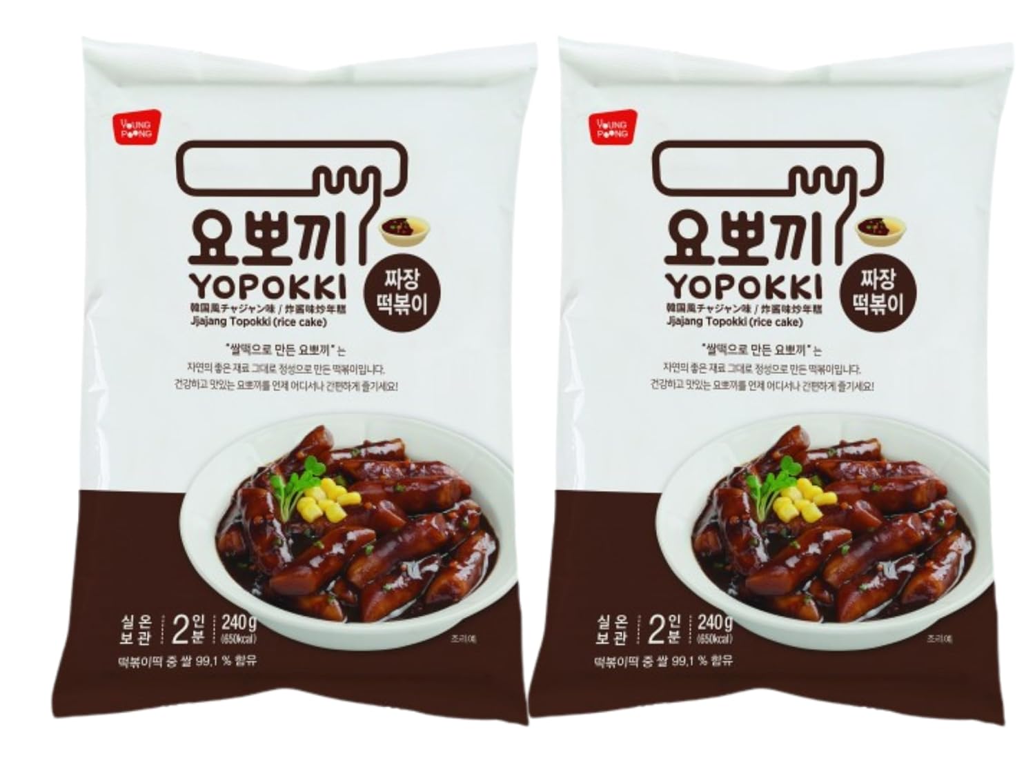 EasyCookAsia Tteokbokki in Bag Jjajang Flavour 120 g x 2 Korean Rice Cake in Pouch Sweet & Spicy Jjajang Carbonara or Cheese Ready-to-Eat K-Streetfood for Home 2 Jjajang