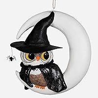 Vista 1 de Bethany Lowe Figura de papel maché de búho brujo, en la luna