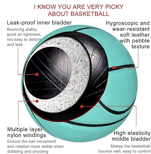 Miniatura 8 de MINDCOLLISION Pelotas de baloncesto de cara sonriente, piel sintética suave que absorbe la humedad y resiste al desgaste, buen agarre, adecuadas