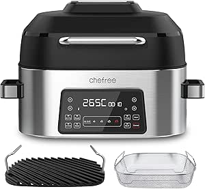 CHEFREE Air Fryer 6L, Écran Tactile LED, Friteuse Grill sans Huile avec 8 Fonctions, Moins D'Huile et Économisé d'Énergie, Noir, AFG01