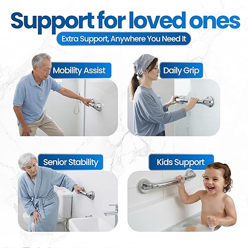 Miniatura 43 de Mangos para baño y ducha de Changing Lifestyles con agarre seguro de 17 pulgadas, 16.5, Blanco