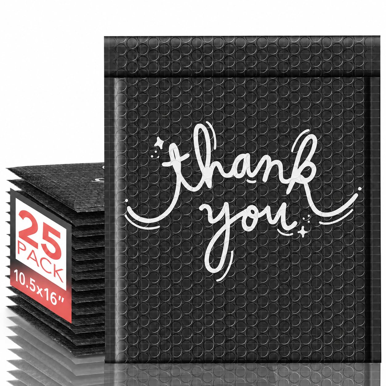 Switory Lot de 25 enveloppes rembourrées noires taille 10,5 x 15 cm Thank