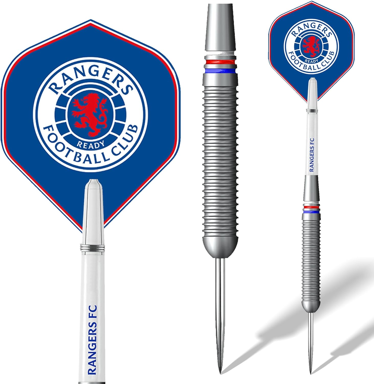 Rangers darts: FOCO ly Licensed Glasgow Football Club Steel Tip Brass Darts Set, Crest, Blue, 22g.