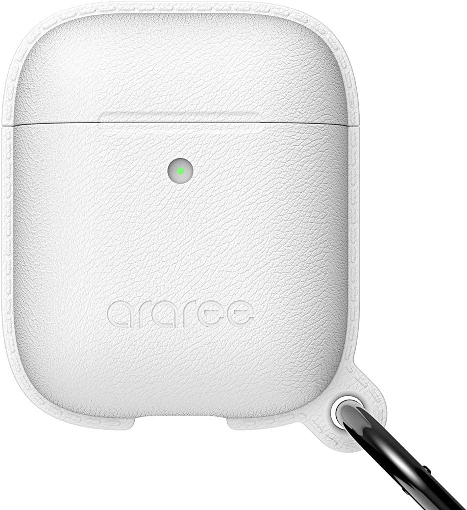 araree AirPods Case POPS White with Carabiner Compatible with Wireless Charging Compatible with 1st and 2nd Generation, Soft Silicone, Apple Wireless Earphones, Cover