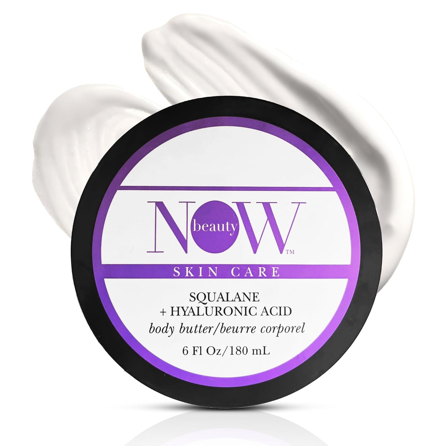 NOW Beauty Squalane Body Butter – Squalane and Hyaluronic Acid Body Lotion with Hydrating Coconut Oil and Shea Butter – Luxurious, Moisturizing, Non-Greasy Cream for Dry Skin – 6 oz