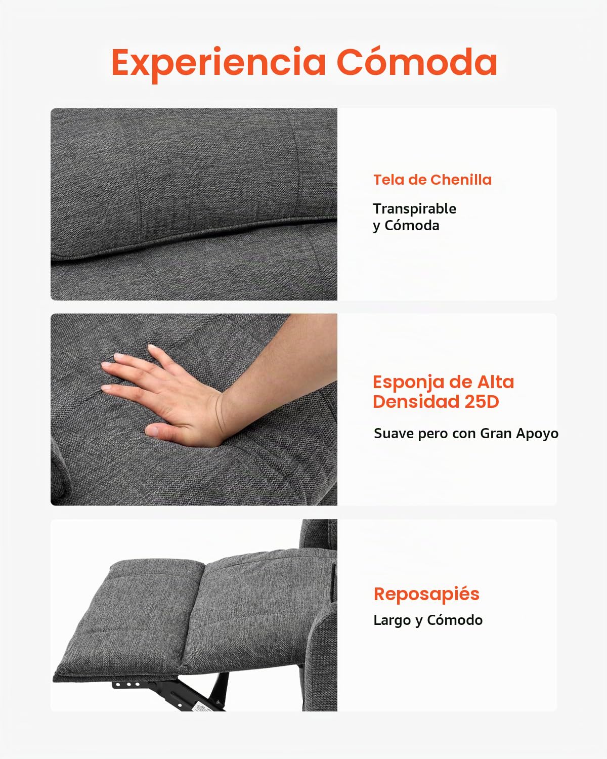 VEVOR Sillón Reclinable Eléctrico con Motor Doble y 2 Cuerdas Anticaída, Sillón Elevador con Calefacción y Masaje para Personas Mayores, Ajuste de Posición Infinito, Tamaño Mediano, Gris Oscuro