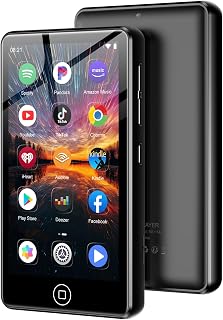 144Go Lecteur MP3 avec Bluetooth et WiFi, Lecteur MP4 avec Écran Tactile de 4,02 Pouces et Haut-parleurs, Baladeur MP3 avec Spotify, Deezer, Amazon Music, Noir
