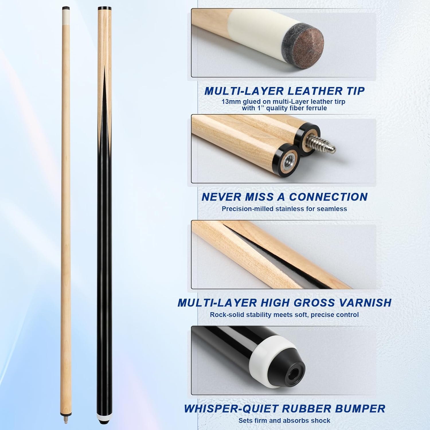 LOTKEY Pool Cue Stick,58"/52"/48"/42" Pool Cue Set of 4/2/1 Billiard Cues Sticks for Professional,Pool Sticks for Adults 14 15 19 20 21oz House Bar with 2 Billiard Chalk