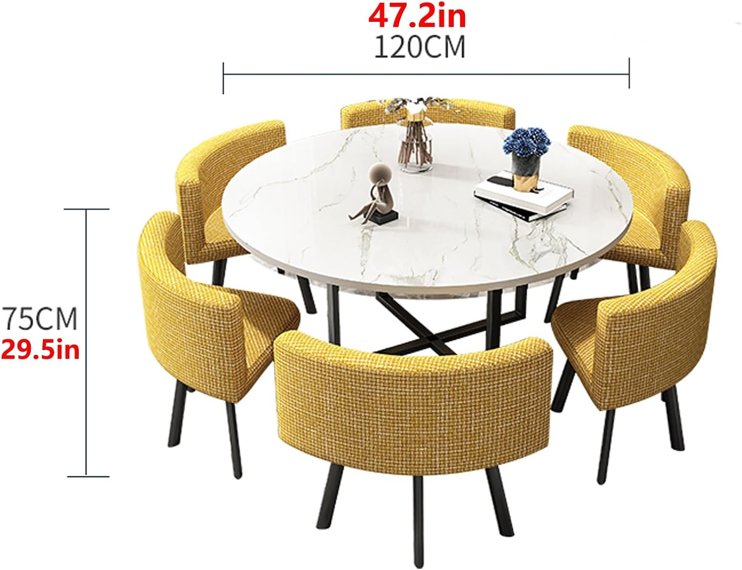 Office Reception Room Club Table, Office Table and Chair Set Small Conference Table, Negotiation Table and Chair Set, Dining Table and Chairs Set of 6, for Office Dining (Linen Brown One Size)