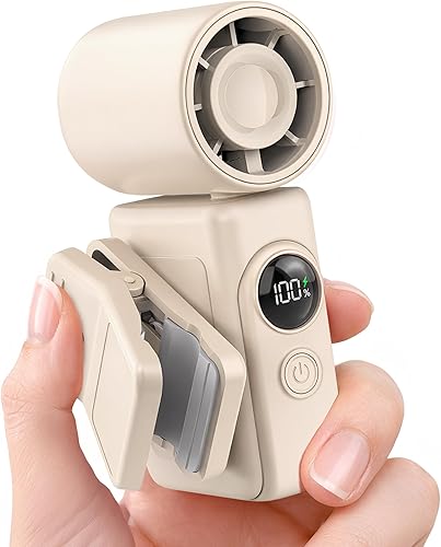 Hotsales Clip-On Portable Fan, 13500 RPM High-Speed Rechargeable Handheld Mini Fan, LED Display, 360° Rotating Detachable Clip, Stroller Fan for Baby, Travel Essentials, Summer Gifts for Women and Men