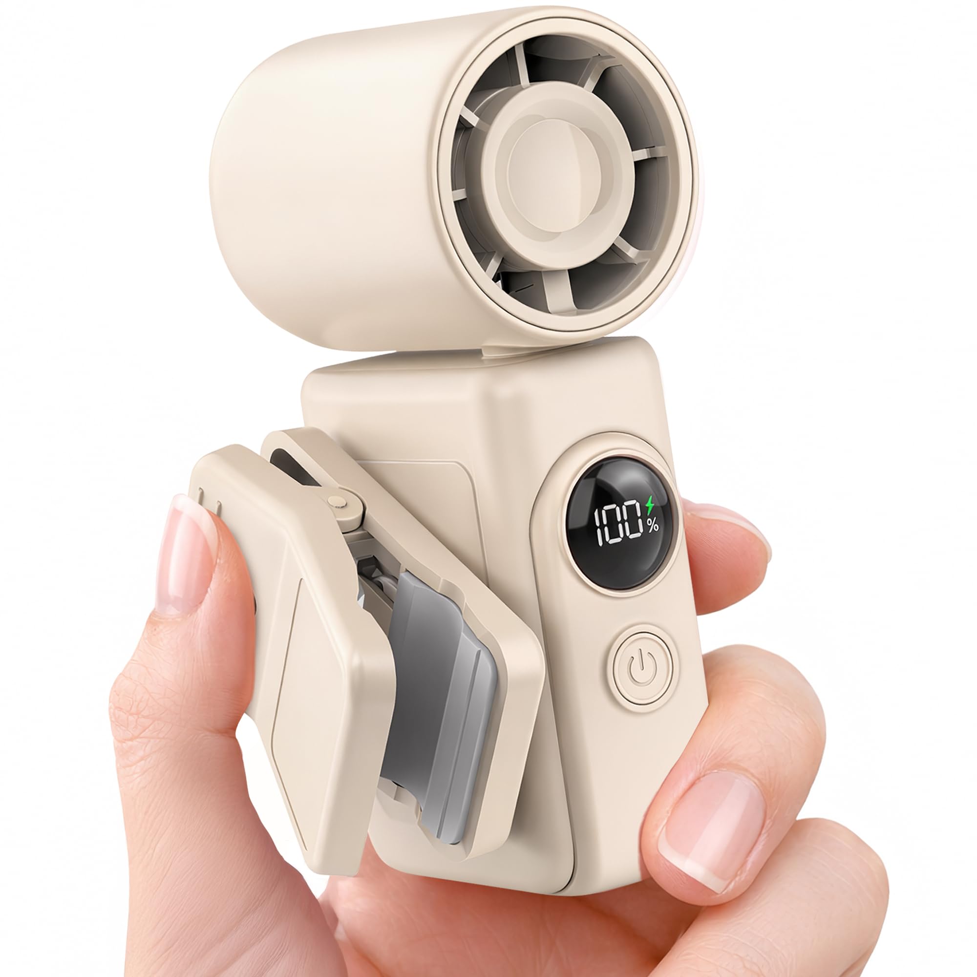 Hotsales Ventilatore portatile a clip, 13500 giri/min, mini ventilatore portatile ricaricabile con display a LED, girevole a 360°, clip staccabile, ventilatore da passeggino per bambini, essenziale da