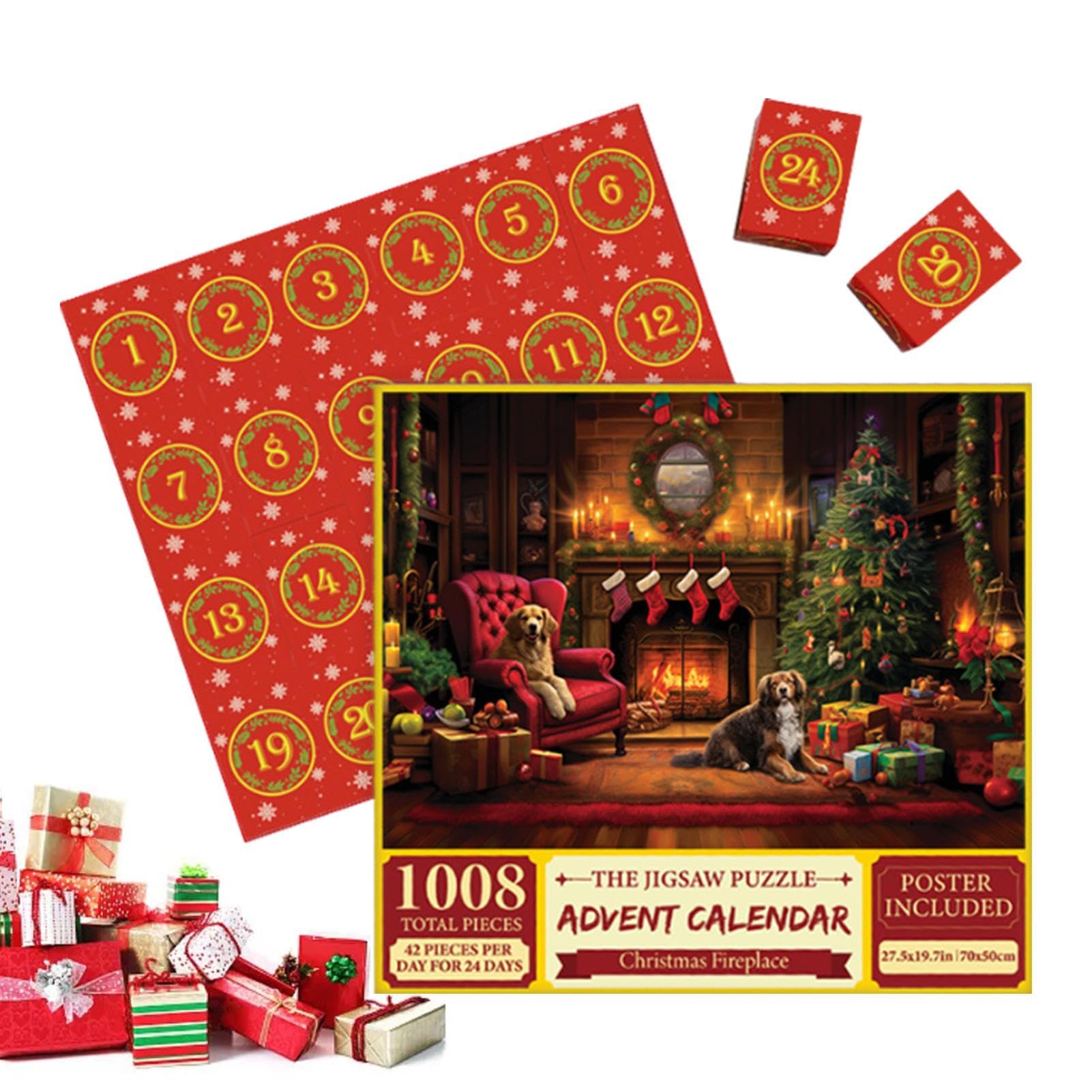 Advent Calendar 2023 Christmas Jigsaw Puzzle,1008 Pieces 24 Days Christmas Countdown Calendar,2023 Puzzles Advent Calendar Gift For Adults Kids Christmas Home Decoration