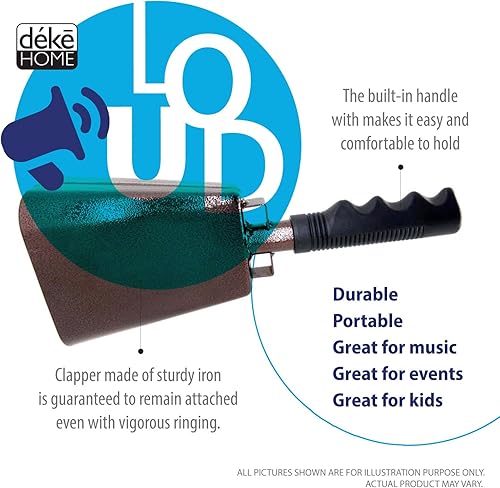 Miniatura 3 de Paquete de 2 campanas de acero de 10 pulgadas  fabricantes de ruido con asas. Campana de animación, juegos de fútbol, eventos. Campanas de mano