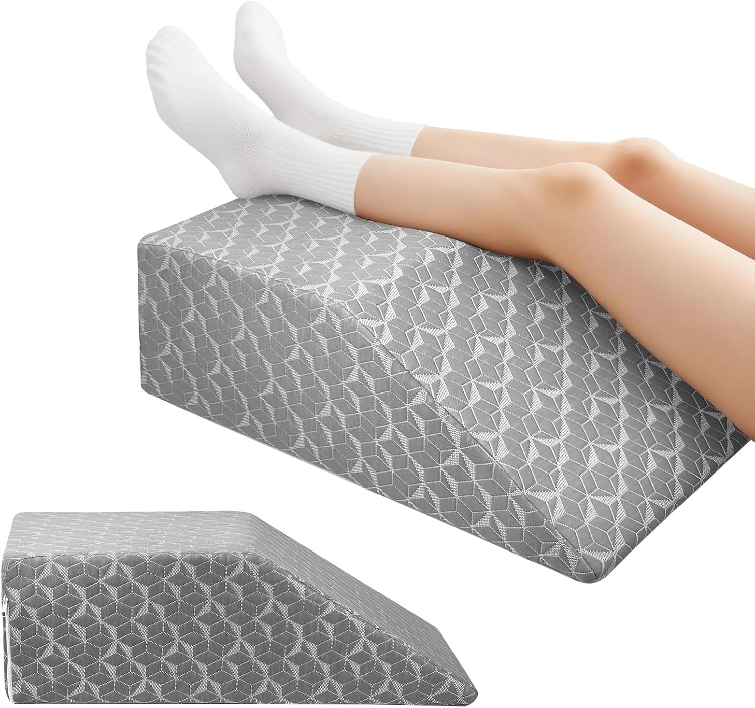 Leg Elevation Pillows,Wedge Pillow for After Surgery, 8" Leg Support Adjustable, Comfort Care for Back Knee Hip Ankles Pain, Memory Foam Knee Pillow for Sleeping Blood Circulation Grey