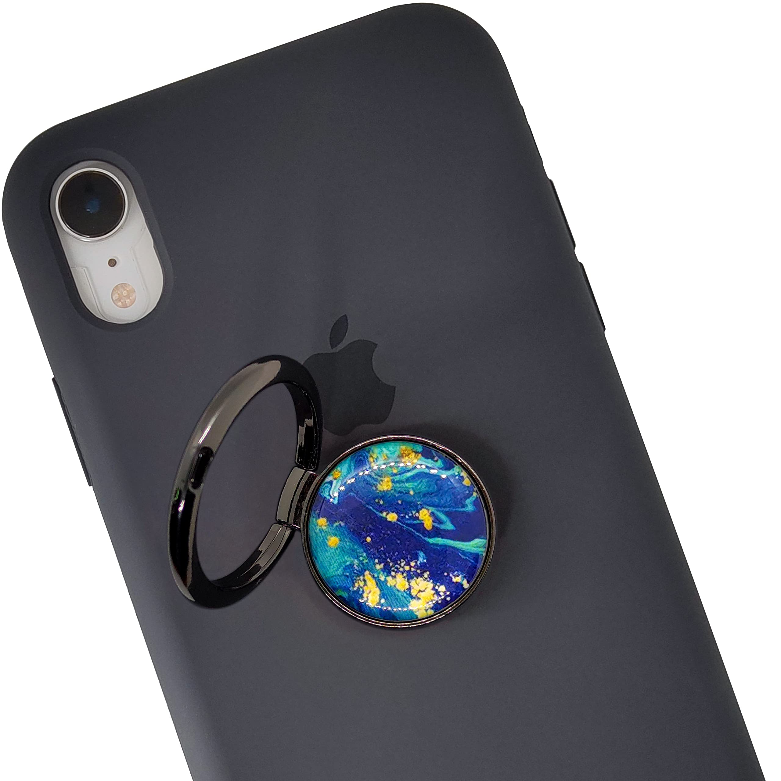 Swap-n-Snap 360° Holo-Ring Metallic Mobile Phone Hand Holder Back Grip and Stand for All Cellphones & Covers - Marble & Decorative