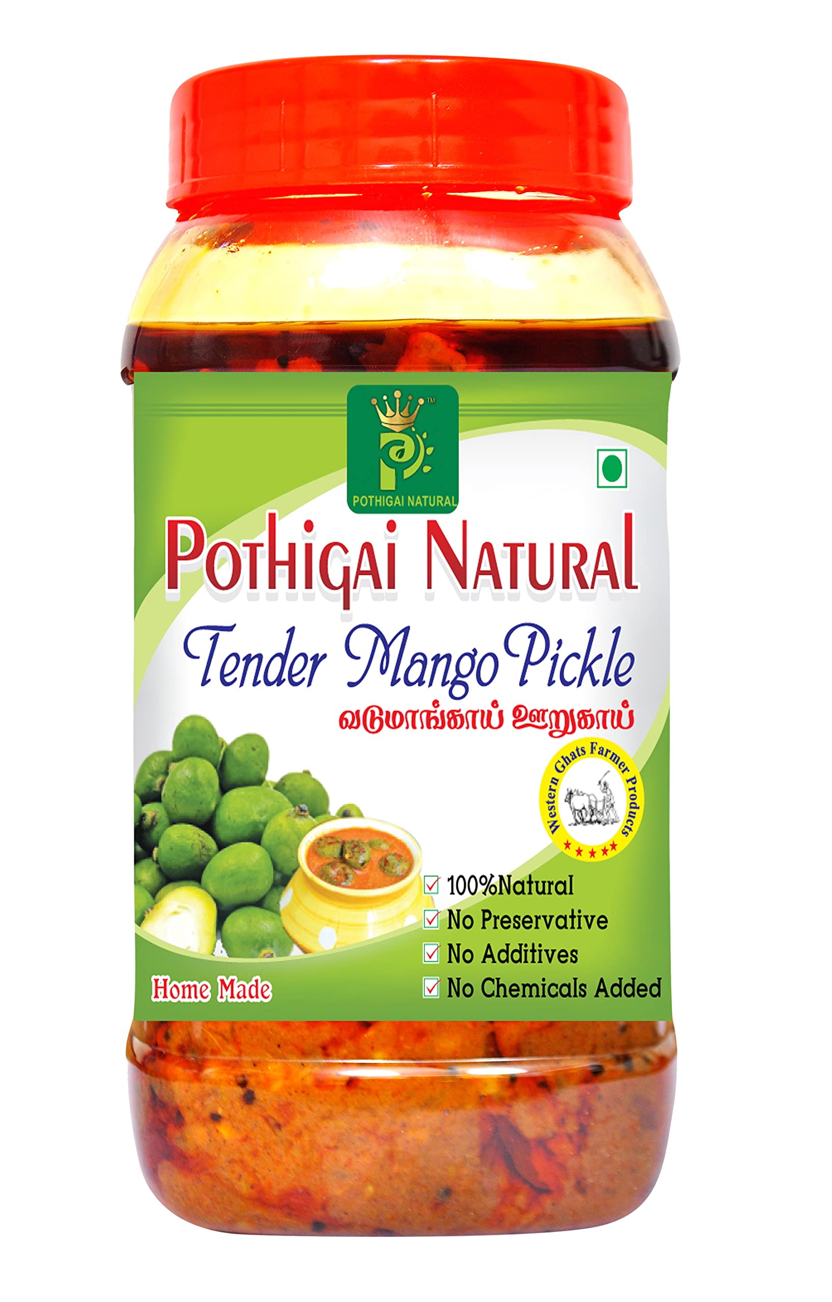 Pothigai Natural Tender Mango Pickle 500g / Pure Home Made Pickle/Made with Wooden Cold Pressed Sesame oil/No Preservatives/No Artificial Flavour/No Artificial Colour / 100% Natural (Pack of 1) (B09MQZYYZ3) Amazon Price History, Amazon Price Tracker