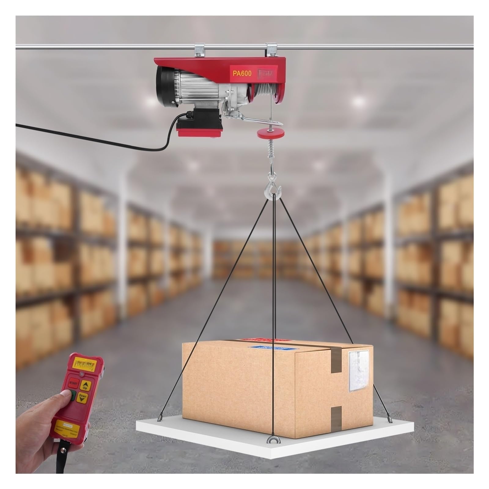 1200 W Elektro-Hebezeug, 600 Kg, Kabellose Steuerung, Elektrische Winde, Elektrischer Blockkran, Hochleistungs-Hebewerkzeug Elektrischer Hebezeug-Stützarm flaschenzug