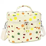 HowFly Lunch Bag Women Lunch Box for Women Cute Corduroy Insulated Lunch Bag Adult Large Cooler Lunch Tote Bags for Work Picnic Beach, Fruits