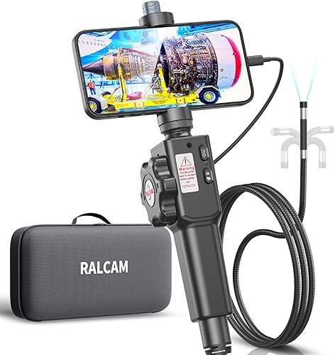 Boroscopio articulado bidireccional para teléfono inteligente y iPhone, cámara de endoscopio Ralcam de 0.335 in/0.33 pulgadas con luz, cámara de