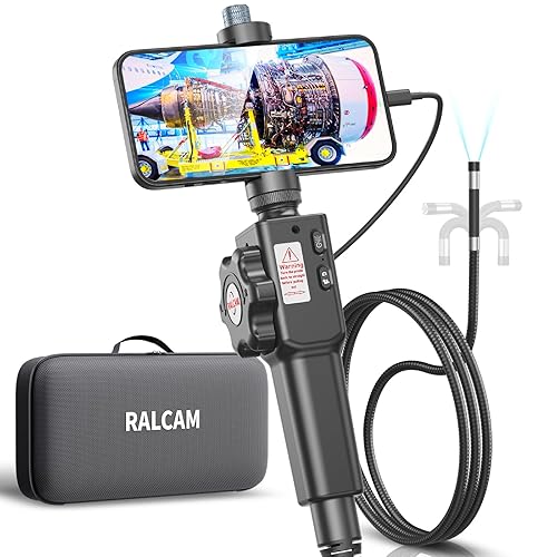Boroscopio articulado bidireccional para teléfono inteligente y iPhone, cámara de endoscopio Ralcam de 0.335 in0.33 pulgadas con luz, cámara de