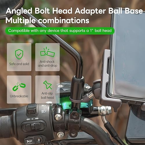 Miniatura 8 de FANAUE Base de bola con adaptador de cabeza de perno en ángulo con orificio de montaje de 0.394 pulgadas, base de montaje de aleación de aluminio