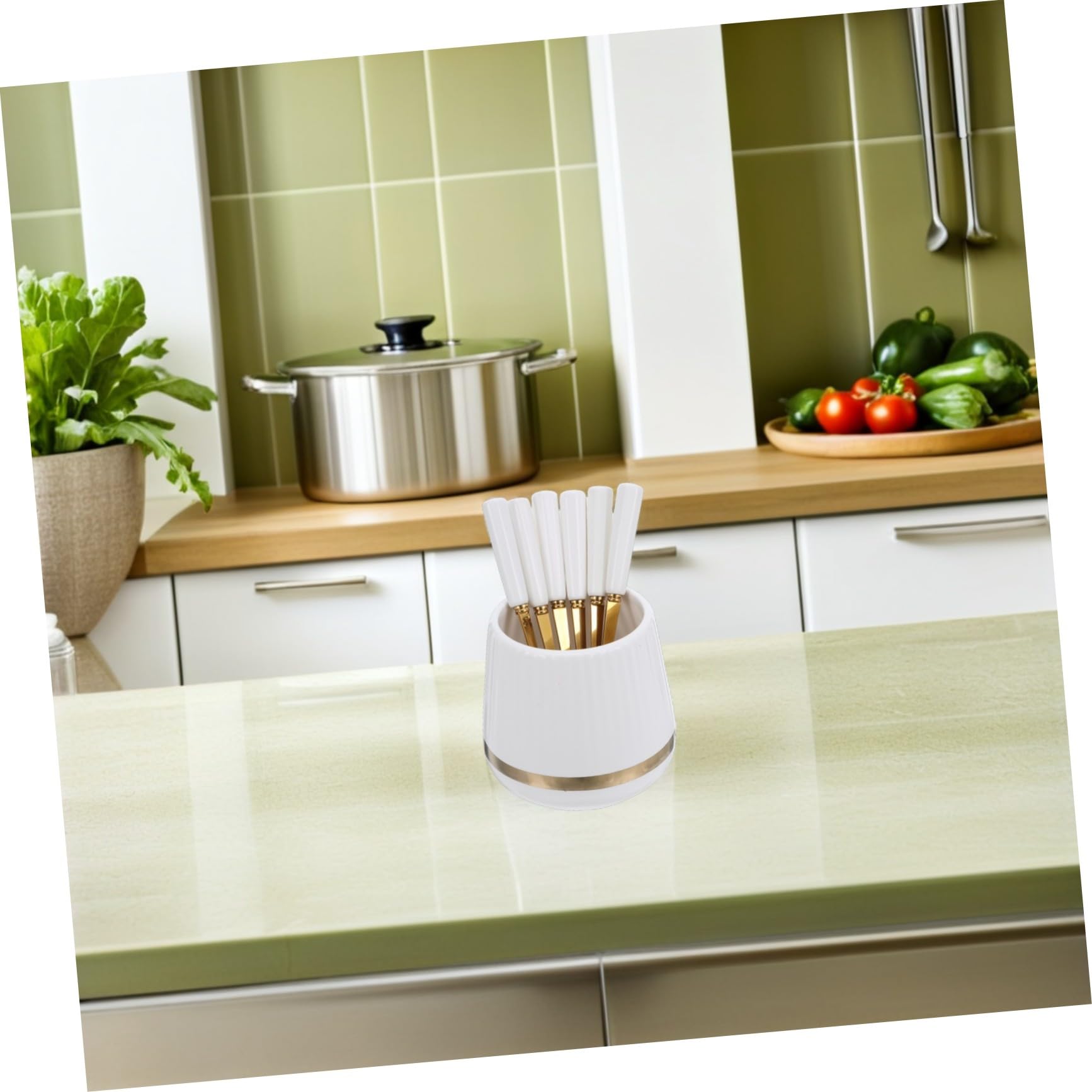 ABOOFAN Pot de rangement à cuillère à fourche petites cuillères à fruits porte-couverts pour la fête porte-couverts pour comptoir céramique