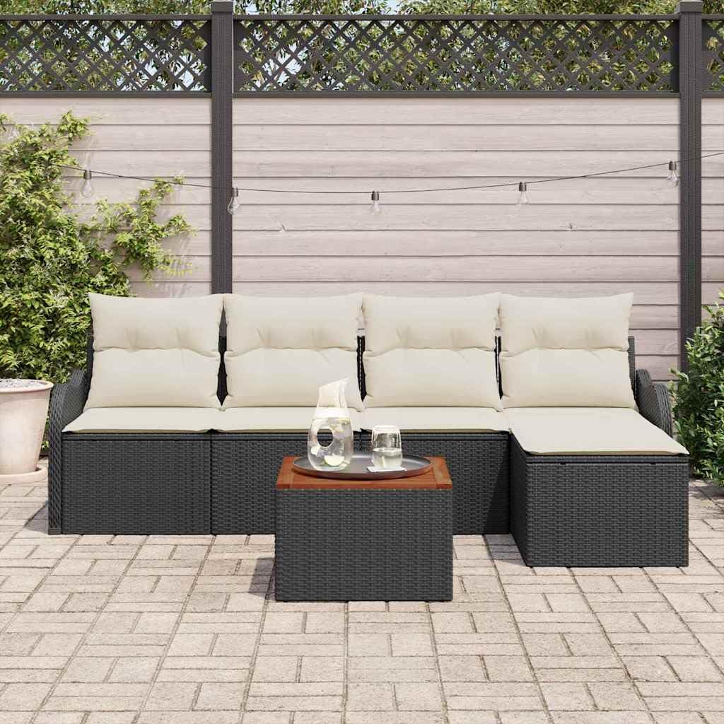 Canapé de jardin polyrotin noir 6 pcs pour des soirées conviviales en terrasse