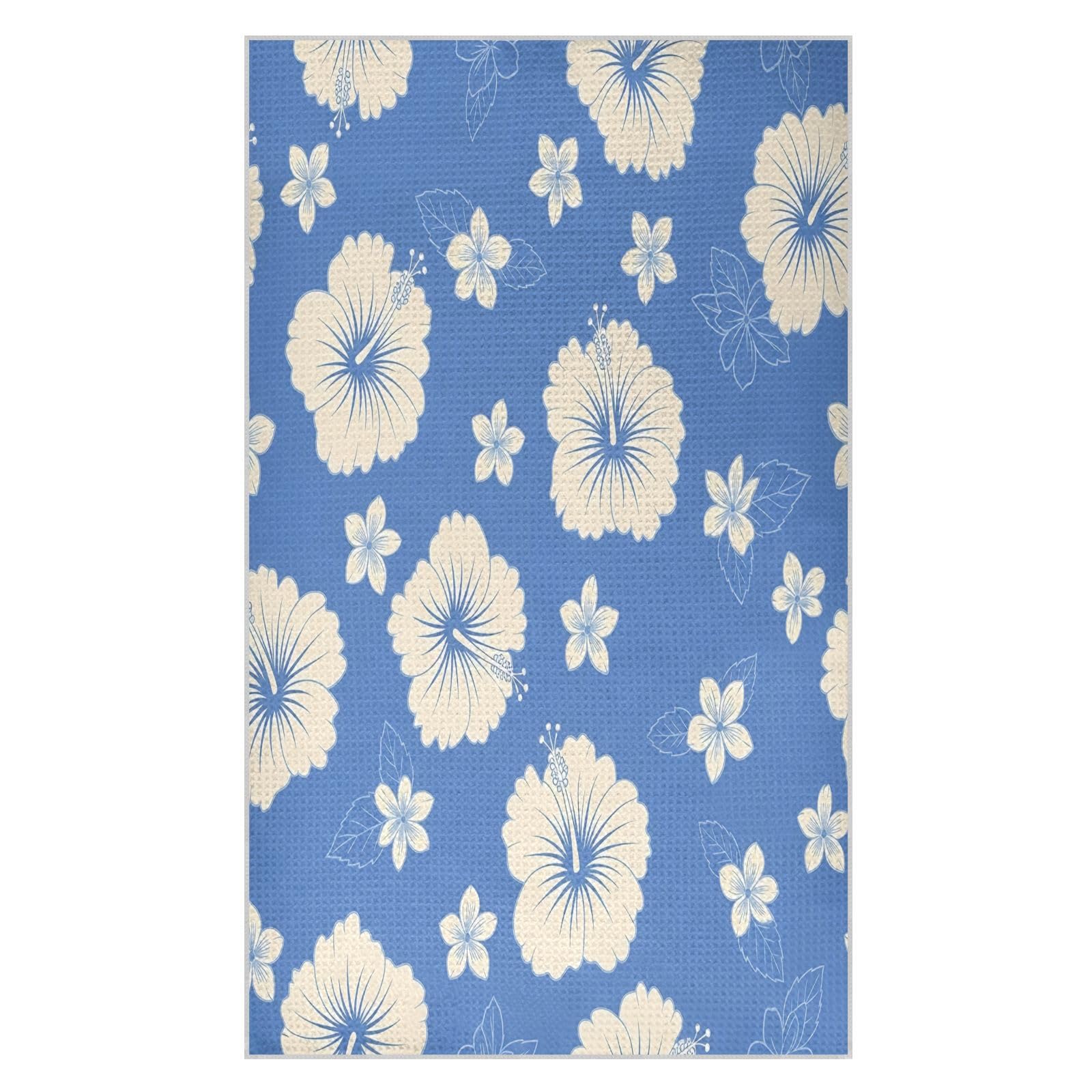 Lyeorm Large Hibiscus Flowers Waffle Weave Kitchen Towels 18x30 Inch Soft Absorbent Microfiber Dish Cloths
