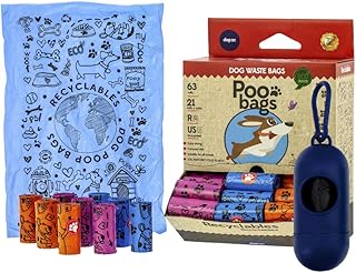 Worek na odchody dla psów z dozownikiem na odchody | Ekologiczne torebki na odchody dla wszystkich ras i rozmiarów | Ekologiczny worek na odchody dla psów + uchwyt na worki na odchody dla wymagających użytkowników.