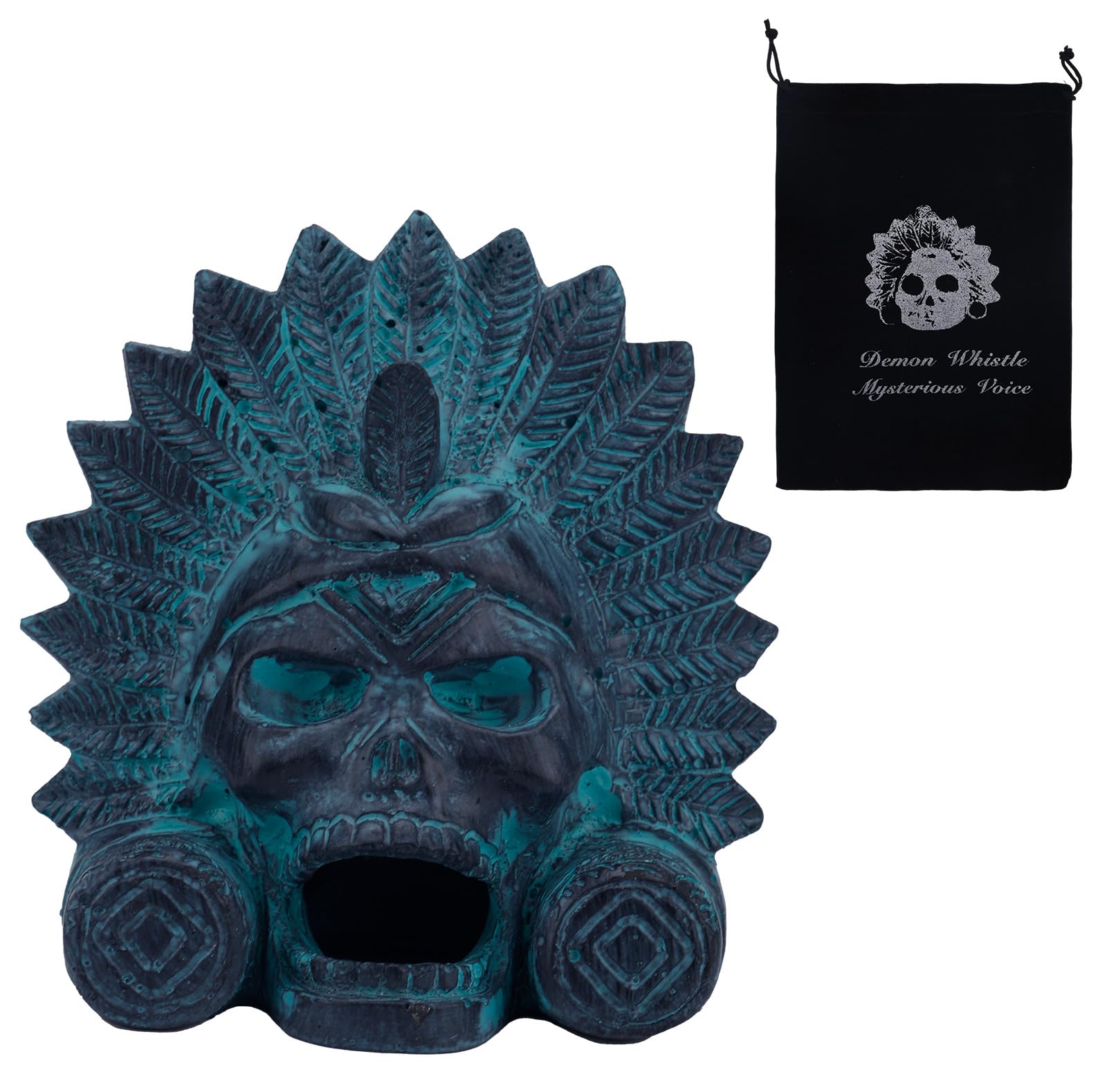 Fischietto Della Morte Azteco, Il Più Forte da 125+ Decibel in Ceramica con Teschio di Demone Fischietto da Guerra Aztecos Autentico Silbato Azteco per Scherzi di Halloween Festival Messicano
