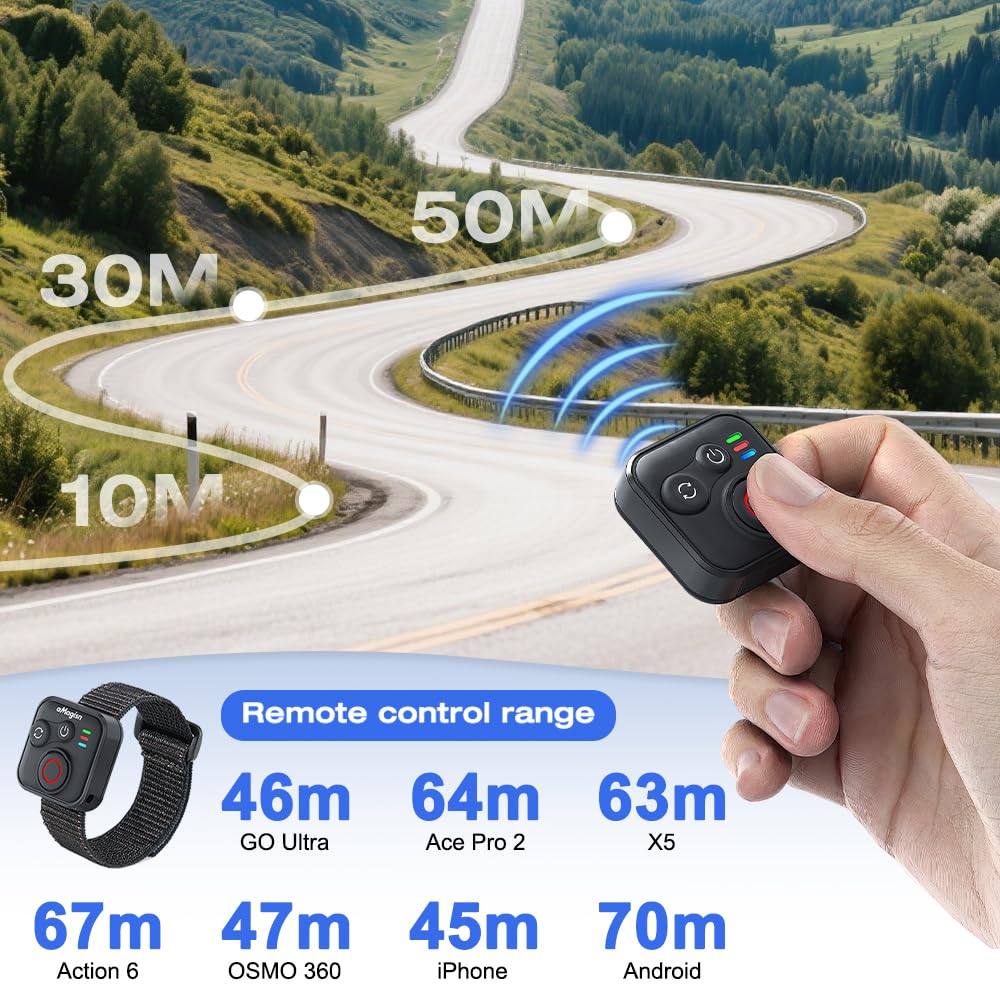 Bluetooth Fernbedienung für Insta360 X5/X4/X3/Ace Pro 2/Ace Pro/GO3S/GO3/GoPro Hero 13/12/11, Wasserdicht Wireless Fernbedienung Zubehör mit Bis zu 96H Betriebsdauer & BT5.1, 50M Reichweite