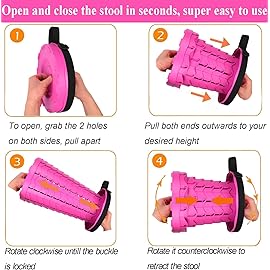 Fishboy Upgraded Collapsible Stool, 400lbs Max Weight, Lightweight But Sturdy, Portable Retractable Folding Telescoping Foldable Camping Stool for Adults Outdoor Fishing Hiking Gardening Travel BBQ