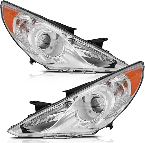 Miniatura 7 de LSAILON Conjunto de faros delanteros de repuesto para Hyundai Sonata 2011-2014 (no compatible con modelos híbridos) carcasa negra, reflector ámbar,