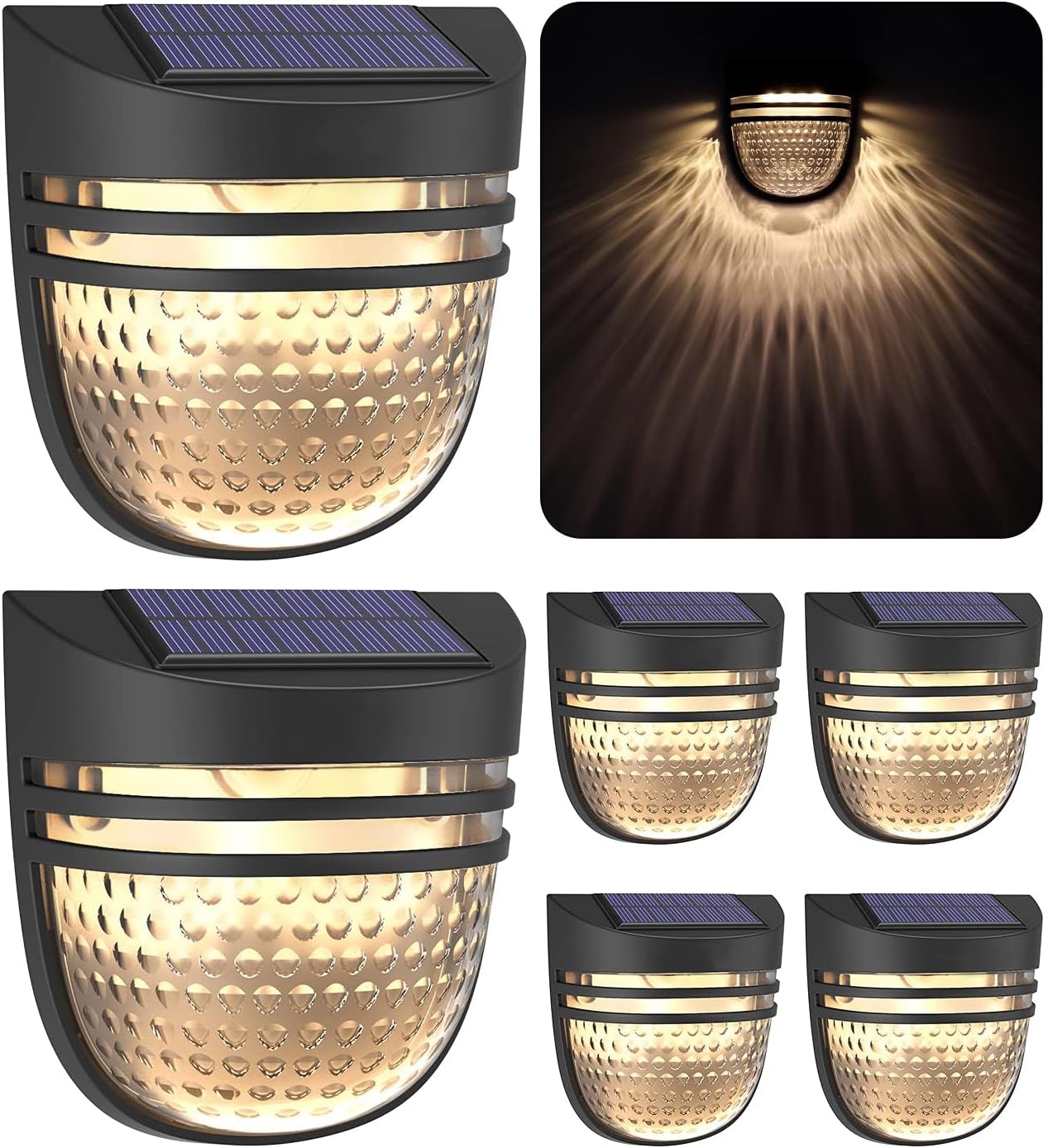 Outdoor Solar Wall Lights, Solar Fence Lights, Solar Garden Lights, Solar Lights, Day/Night Sensor, Solar Conversion Rate 20%, Outdoor for Garden, Path, Stairs, Patio, Pool
