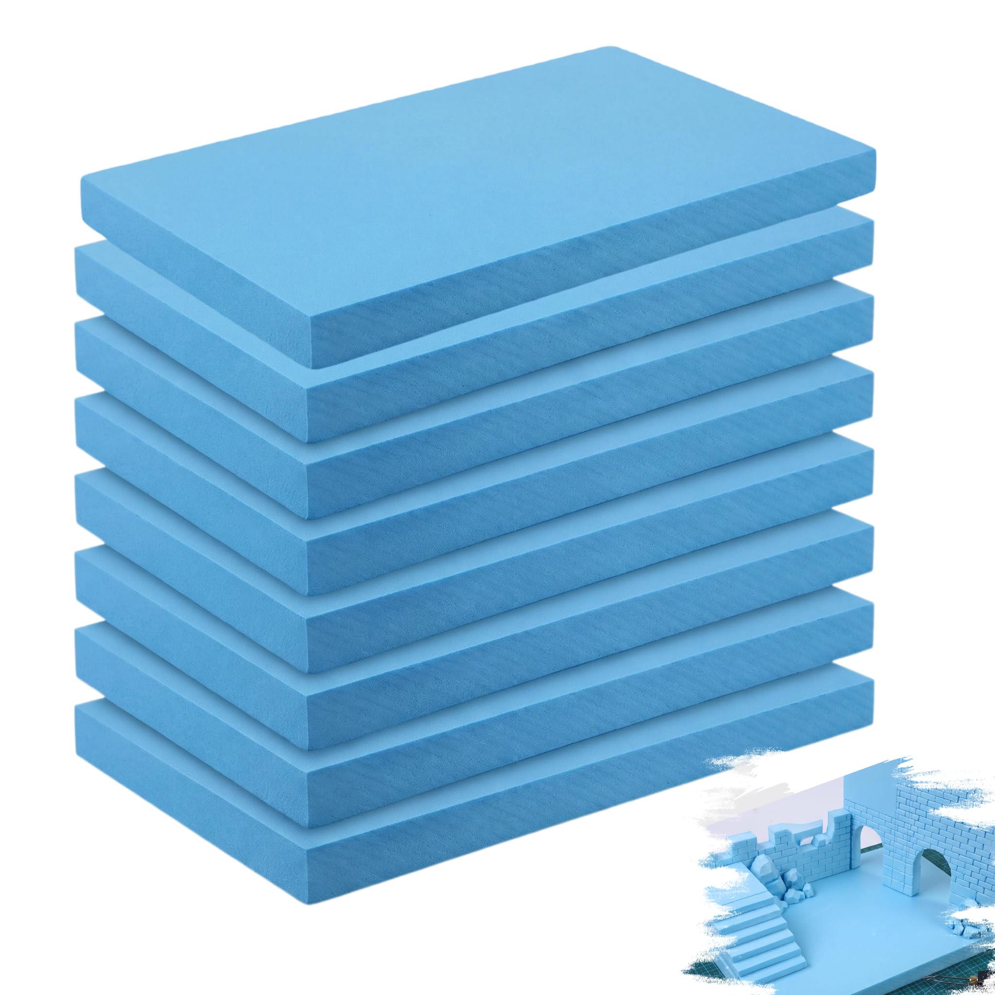 Foam Craft Board 8 Pack – 30x20x2cm High Density Polystyrene Foam Sheets