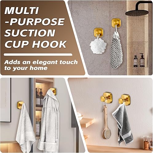 Miniatura 3 de Ganchos de ventosa reutilizables resistentes para cocina, baño, ducha, ganchos a prueba de humedad para toallas, batas, esponjas y coronasmontaje