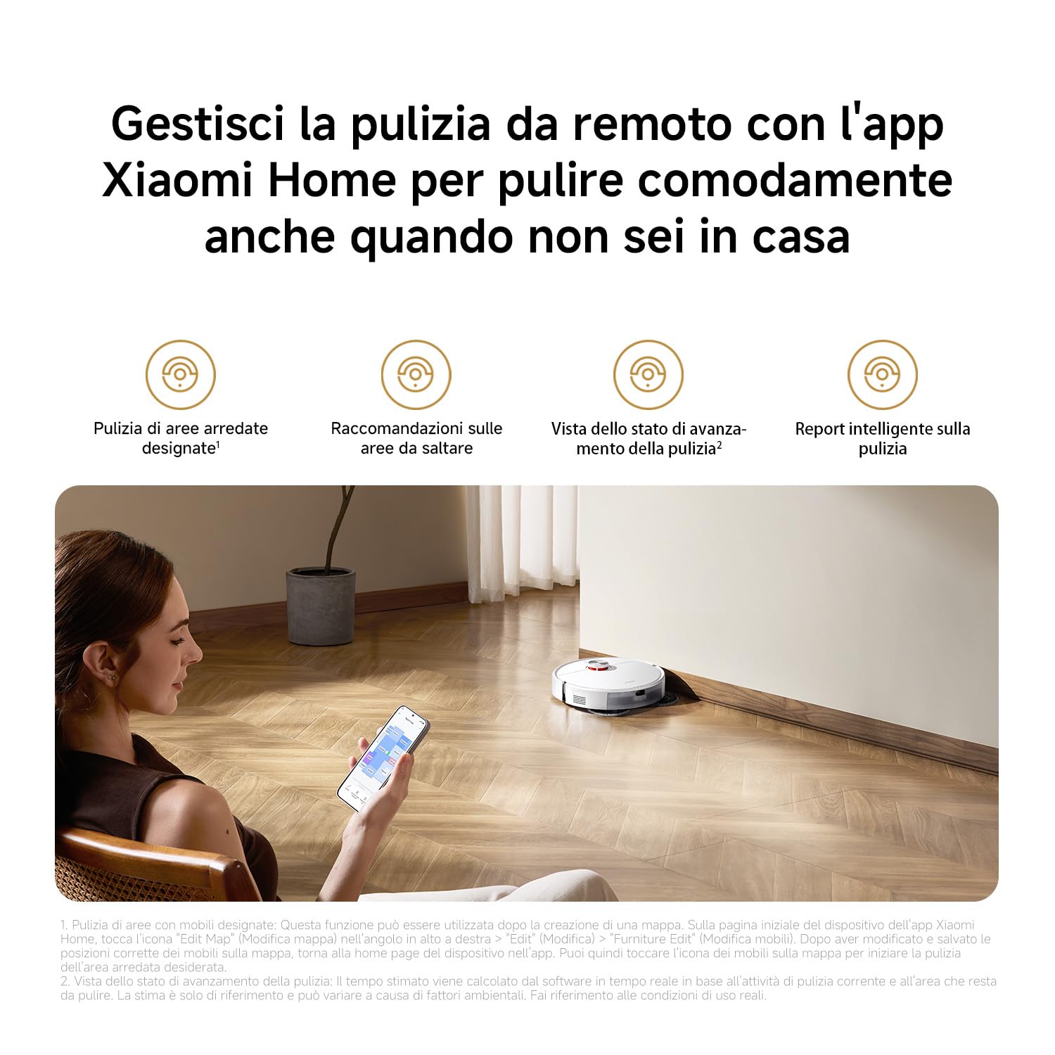 XIAOMI Robot Vacuum S40 Pro, aspirapolvere robotico intelligente e mocio, spazzole laterali autoestensibili, aspirazione 15000 Pa, pavimento duro e tappeto, telecomando tramite app