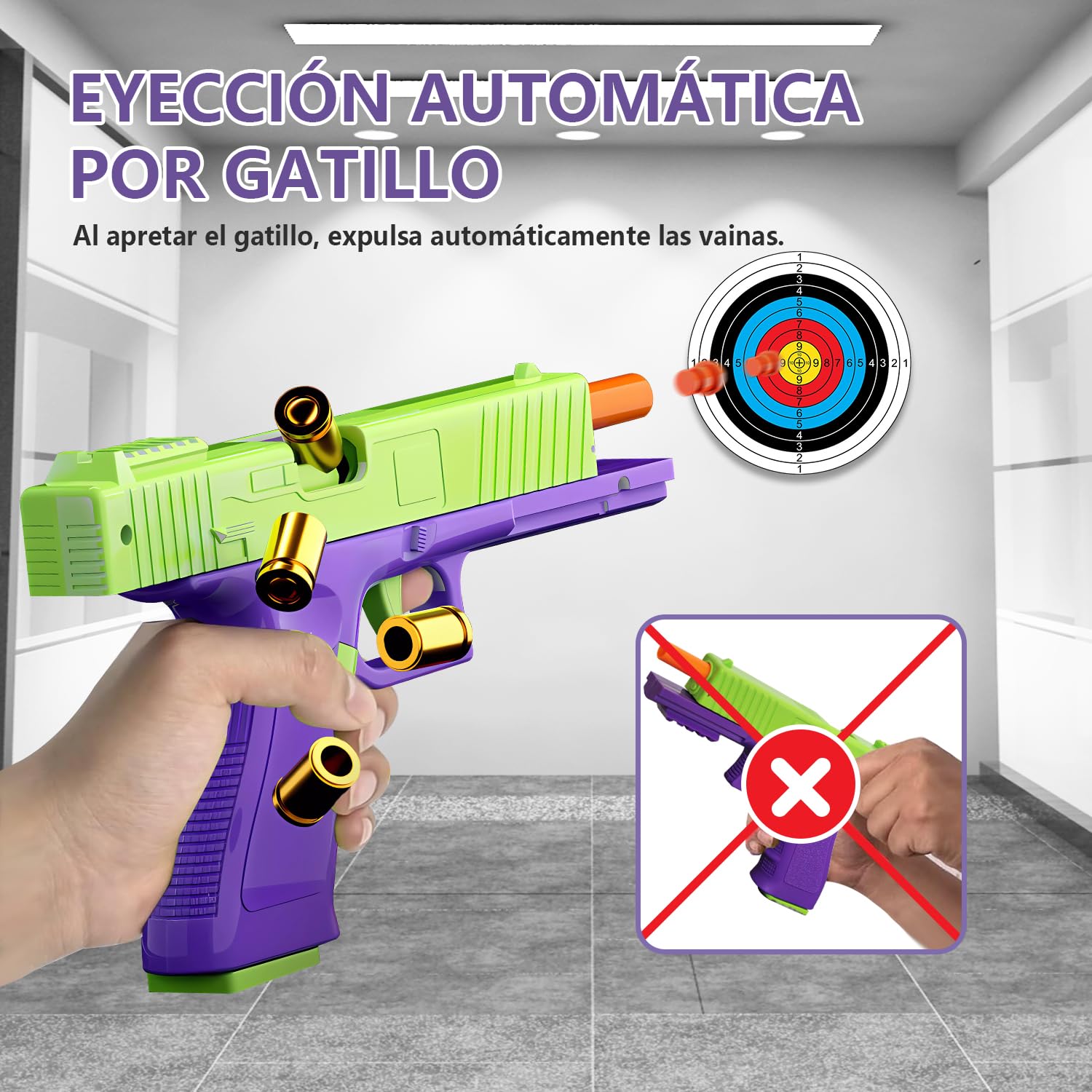 Pistola de Juguete, Arma de Juguete, Incluye 100 Balas Blandas, 32 Cartuchos y 3 Cargadores