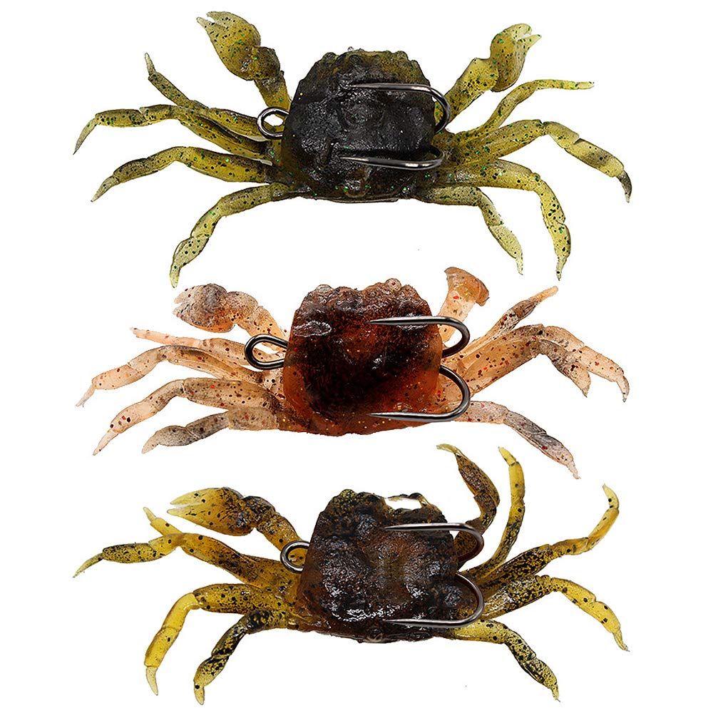 Lixada 3 PCS 10cm 30g Soft Fishing Lures Crab Artificial Bait Soft Fish Bait with Sharp Hook