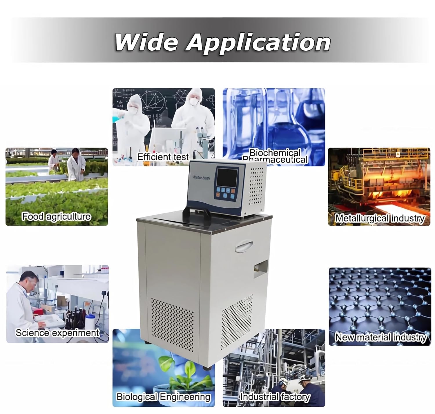 INTSUPERMAI Laboratory Chiller Circulator Refrigerated Circulating Water Liquid Bath Cooling Circulator Pump Chiller Water Bath Recirculating Lab Recirculating Chiller 110V with Adaptor 6L -30~100℃