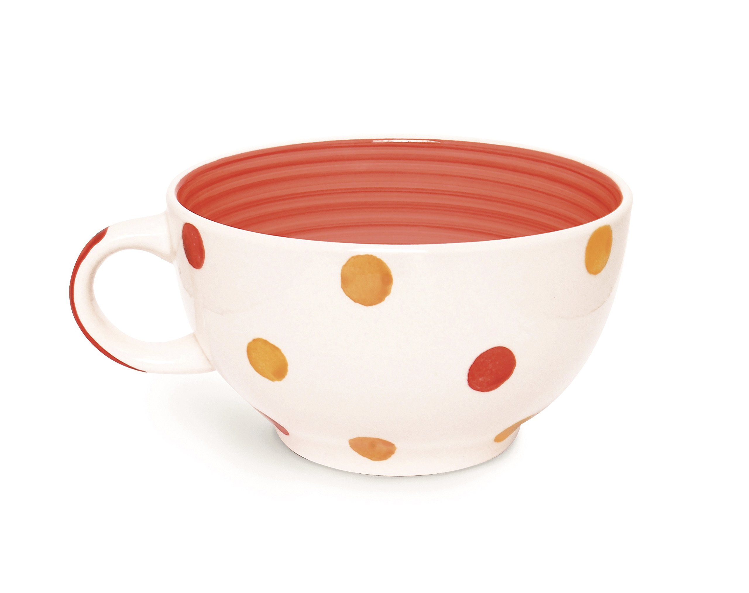Excelsa - Keramische mok met stippen, 400 ml, rood/groen