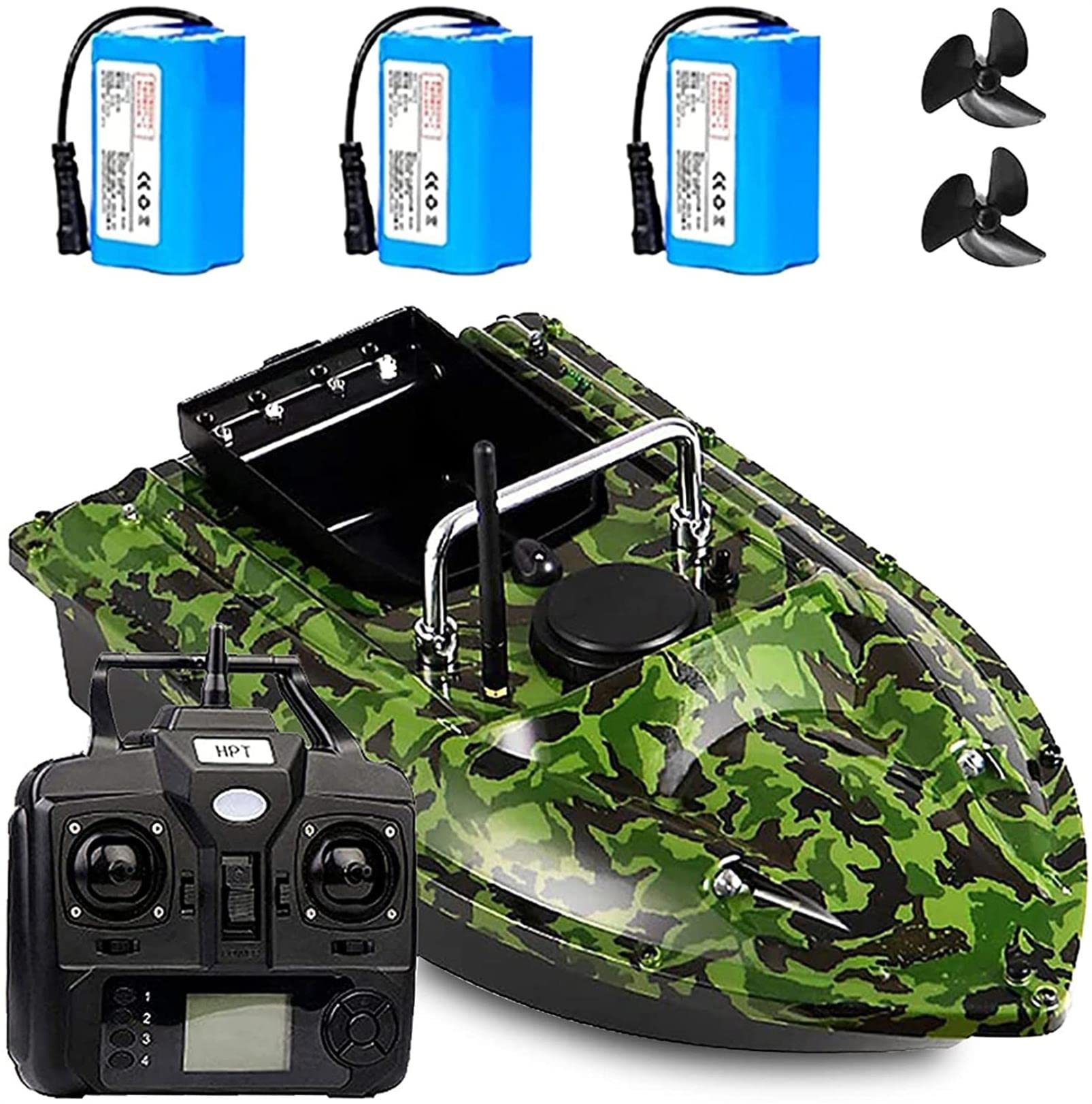 Barcos Cebador Inteligente de Posicionamiento GPS, Barco de Cebo Teledirigidos de 500M, Barco Cebador Carpfishing - Doble Motor, Batería 5200/12000mAh Opcional