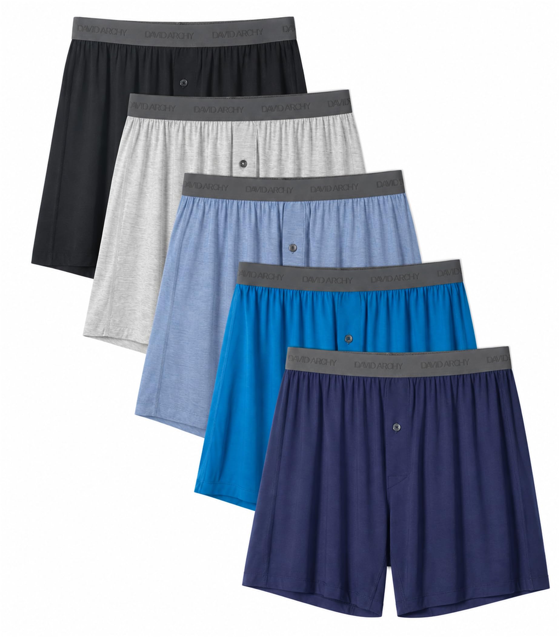 DAVID ARCHY Men's Bamboo Rayon Boxers, Cooling Breathable Underwear