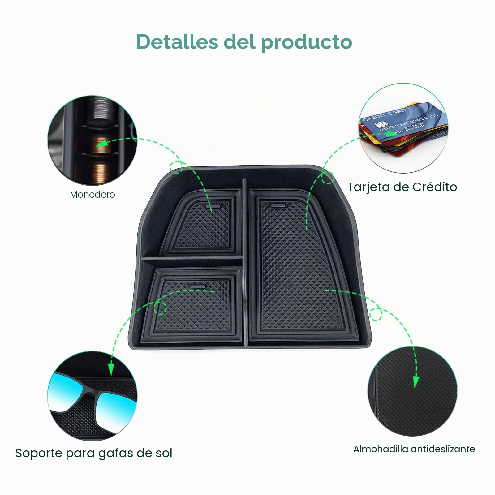 GAFAT Compatible con Renault Megane E-Tech/Scenic E-Tech 2022-2024 2025 Caja de Almacenamiento, Megane ETech Organizadora Bandeja para Reposabrazos+Bandejas Inferiores de la Consola Central