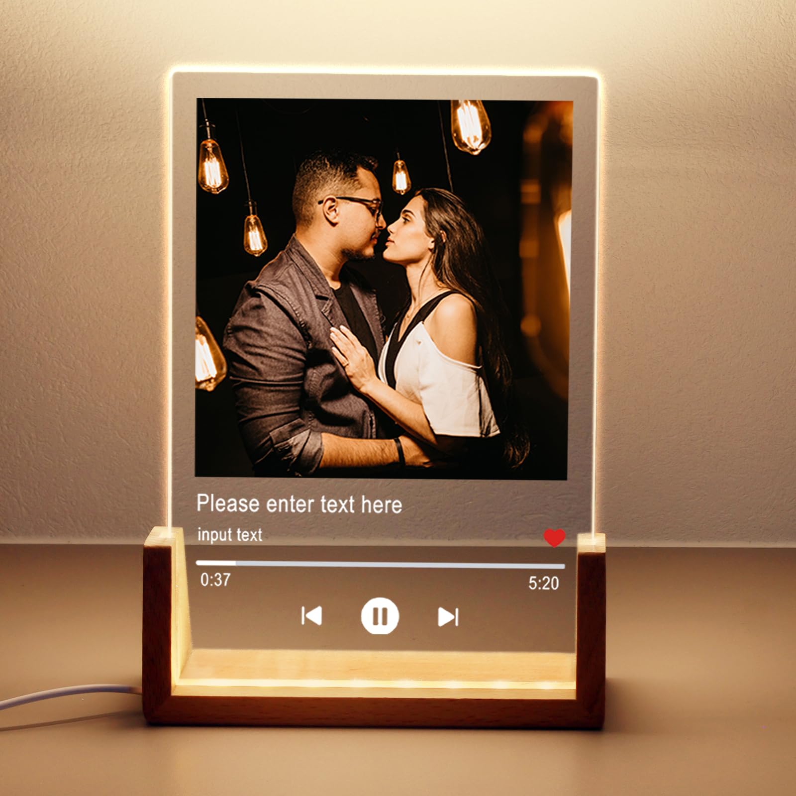 Baixtuo Personalised Acrylic Plaque Definition with Photo, Custom Gift for Loved Ones Best Friend Birthday Gifts,Customizable Gifts for Christmas Day- LED Acrylic Night Light Powered by USB (Style-12)