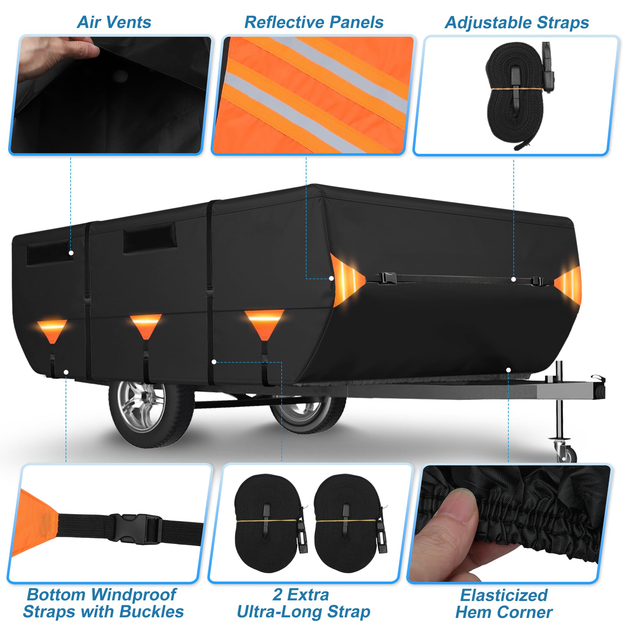 X AUTOHAUX Copertura pieghevole per camper, 3,7 m - 4,3 m, copertura pieghevole per roulotte, rimorchio, per l'inverno, resistente, rivestimento in poliuretano Oxford, impermeabile, anti-UV