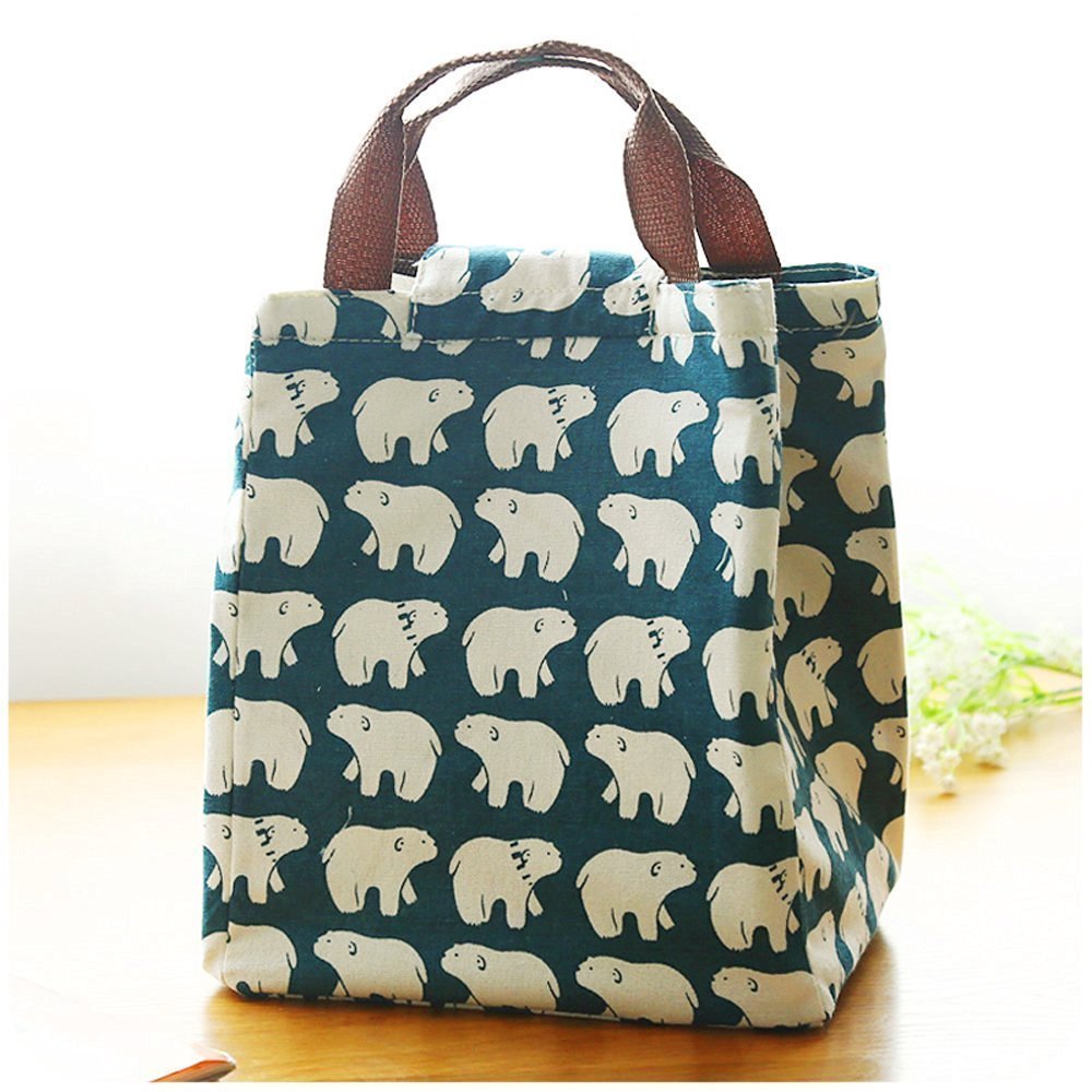 Borsa termica per il pranzo in tela cerata 100% cotone con chiusura a scatto - Disponibile - Italia