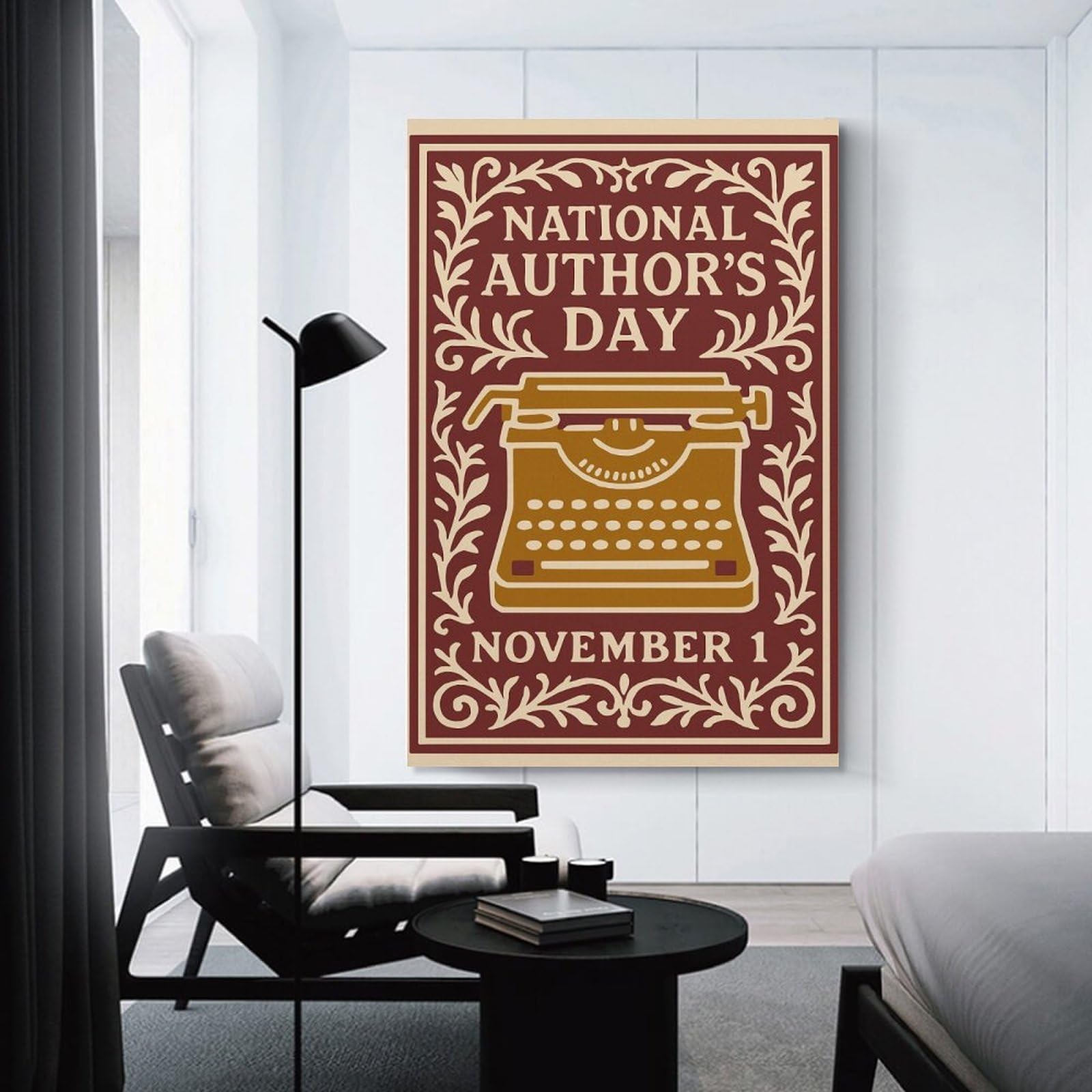 Junmoney Unframe-Style-9-2 Hanging Wall Art National Authors Day November 1St, 24X36inch(60X90cm), For Wall Displays, Bedrooms Or Room Updates, Wall Decor Suited To Curated Displays